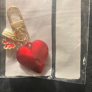 Chic Red Heart Keychain with Gold Accents